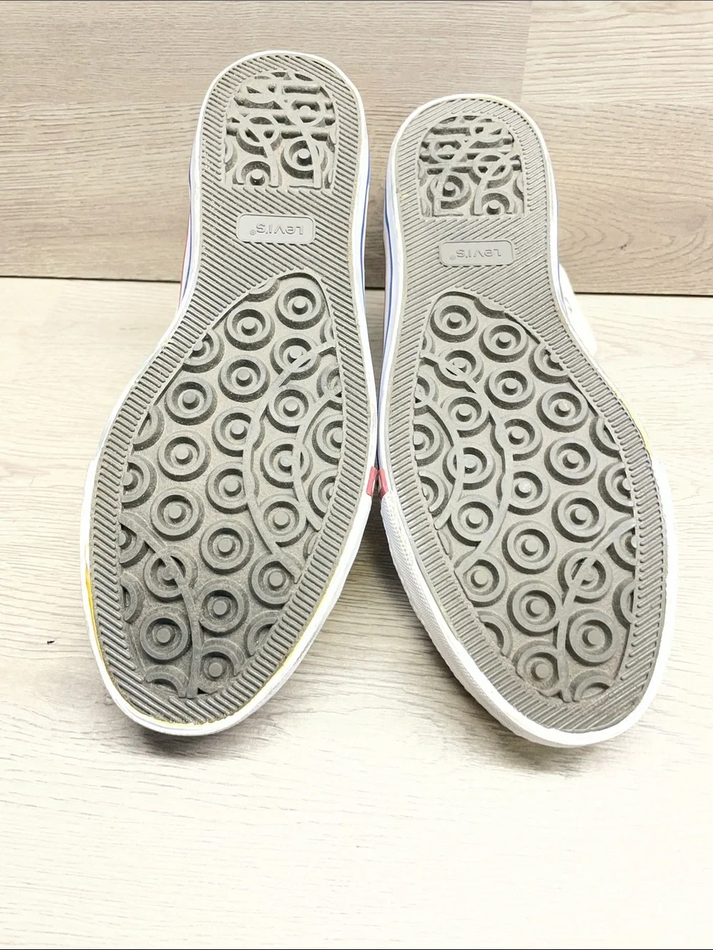 Levi's Kids Cream High-Top Sneakers with Red Trim #1064
